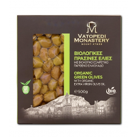 Masline bio verzi cu ulei de masline 500g Manastirea Vatoped Masline bio verzi cu ulei de masline 500g Manastirea Vatoped