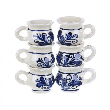 Set cănuțe vișinată ceramică albastră de Corund 6 x 50 ml